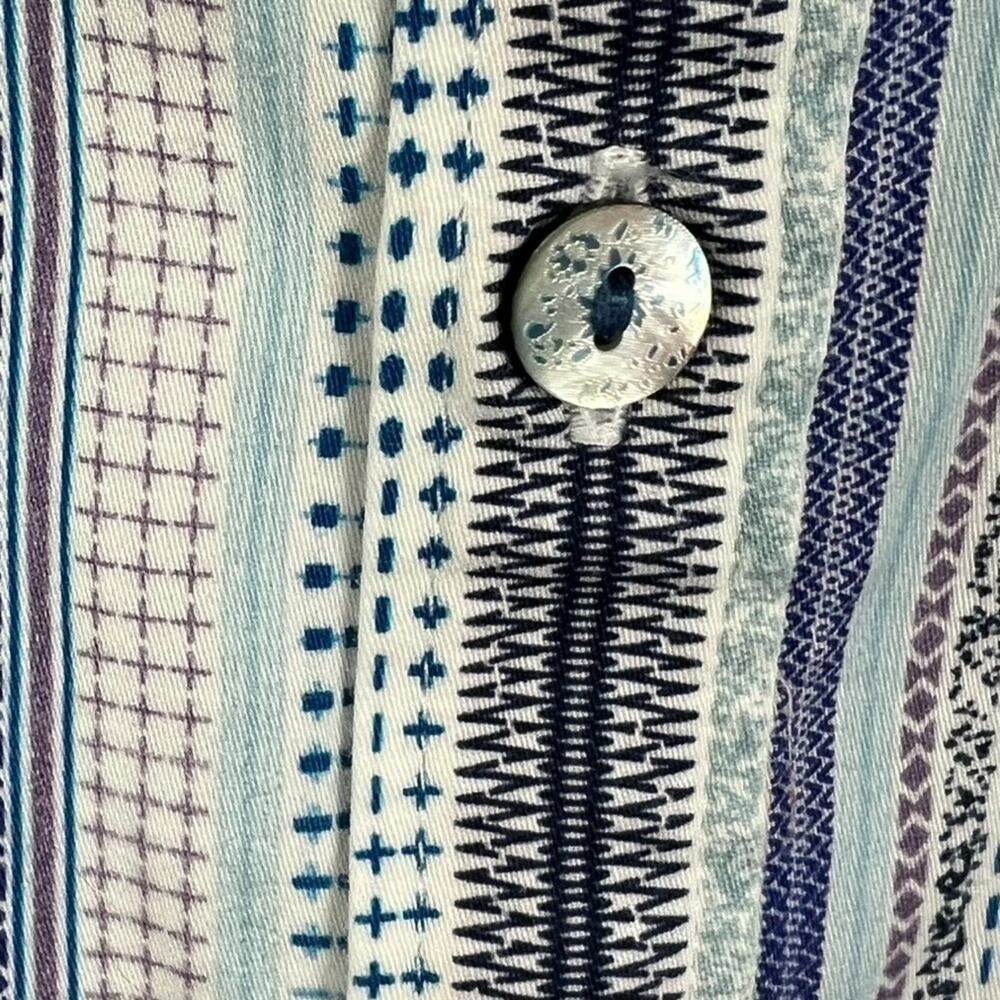 Robert Graham Shirt Men's Size M Blue Geometric Cotton Tailored Fit Flip Cuff - Picture 5 of 13